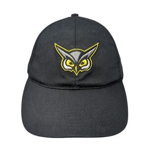 Hoots Strapback Hat Black One Size Adjustable Embroidered 6 Panel Cotton APC